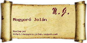 Mogyoró Jolán névjegykártya